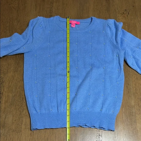 Lily Pulitzer Blue Peri Placed Pearls Geraldine Women's Sweater- size medium - Picture 9 of 9